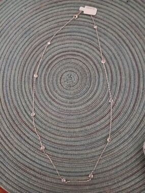CUBIC BY THE FOOT. WHITE RHODIUM PLATED CUBIC ZIRCONIA 24" NECKLACE